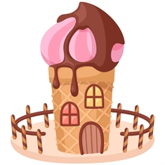 Candyland Theme Fancy Ice Cream House Transparent Sticker